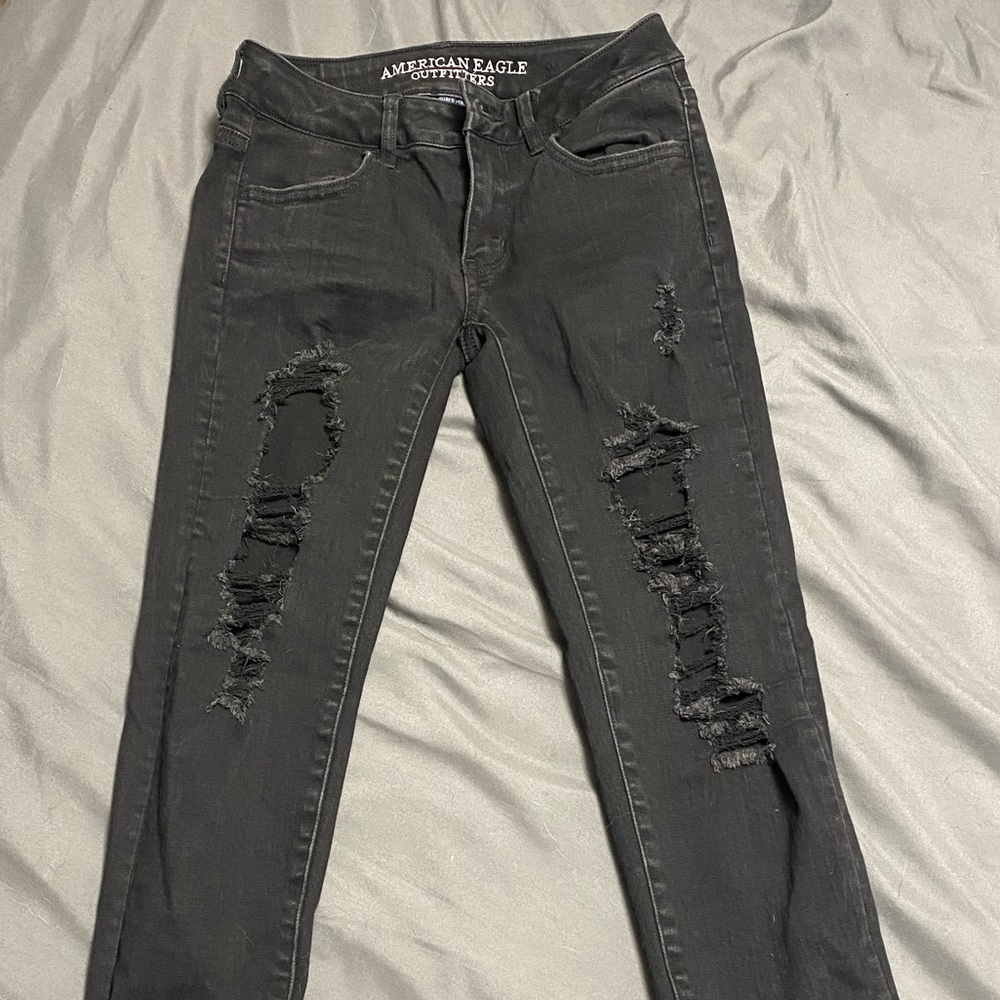 American Eagle Outfitters Black Ripped Jeans